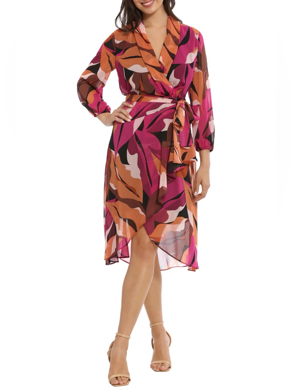 Nordstrom Clover and Sloane Waist Tie Long Sleeve Dress Size 8